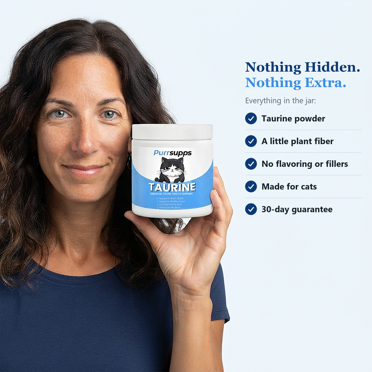 What's inside Purrsupps Taurine: taurine powder and a little plant fiber