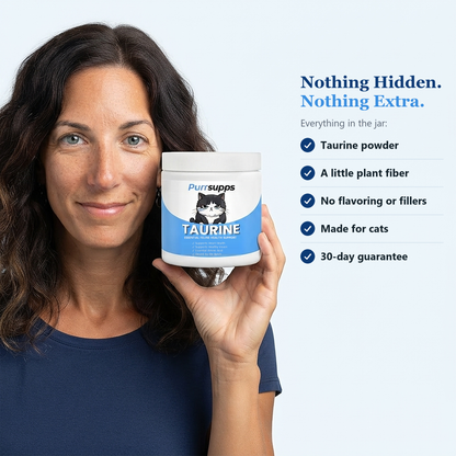 What's inside Purrsupps Taurine: taurine powder and a little plant fiber